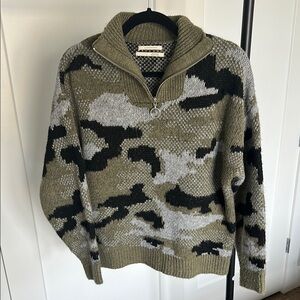 Camouflage Sweater with Half-Zip